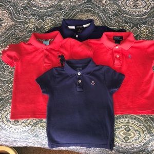 Four boys polos, 24m/2T:Crewcuts, Ralph Lauren and US Polo Assn